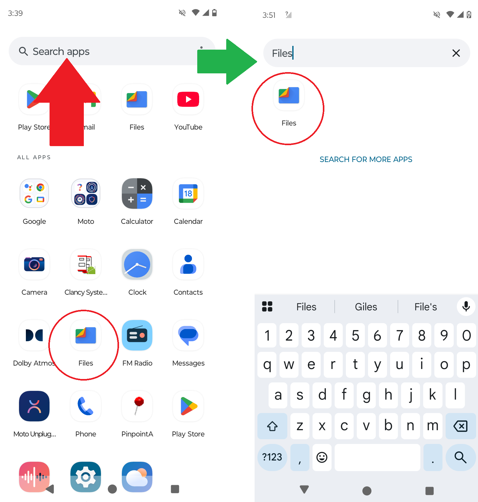 Locate and Open the Google Files App