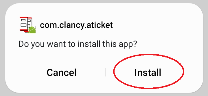 Install Clancy App aticket.apk