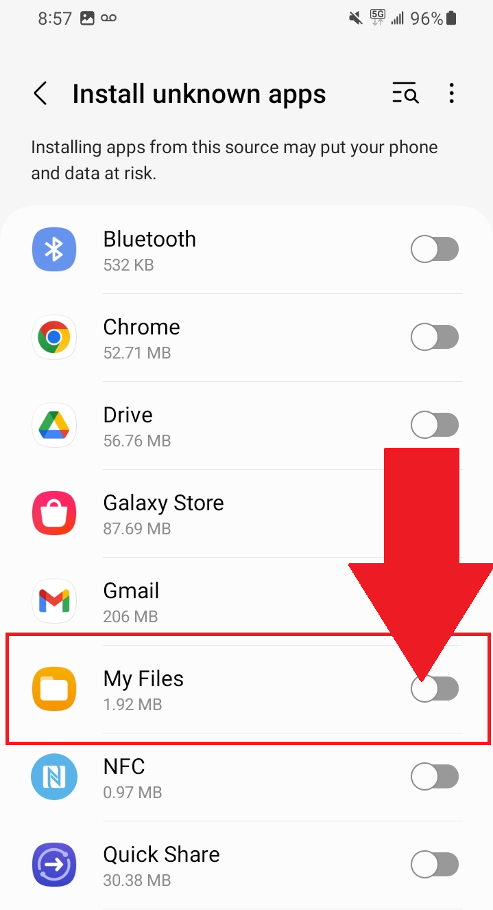 Samsung My Files Settings